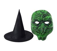 Disfraz de bruja, sombrero de bruja con máscara aterradora, disfraces realistas de Halloween para cosplay, fiesta en casa embrujada, sombrero de, máscara realista, de Halloween