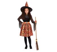 Disfraz De Bruja Vintage Para Niñas De Halloween Con Sombrero