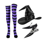 Disfraz de brujas para niñas - Disfraz de Halloween, disfraz de bruja para niñas | Accesorios de atuendos de calcetines hasta la rodilla a rayas para disfraces espeluznantes, cosplay, fiestas de disfr