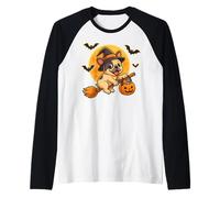 Disfraz de Bulldog francés, Bruja, Calabaza, Halloween, para niños y niñas Camiseta Manga Raglan