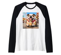 Disfraz de Bulldog Vintage Divertido para niños y niñas, Boba Tea Bubble Camiseta Manga Raglan