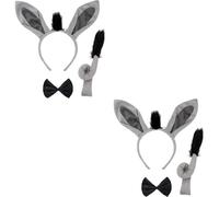 Disfraz de Burro Adulto 3 Piezas, Conjunto animal Costume Burro Diadema con Orejas, Cola y Pajarita, Set Carnaval para Hombre y Mujer, Halloween y Fiestas (Burro, 2)