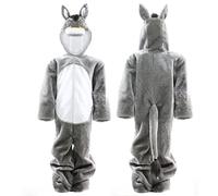 Disfraz de burro de la natividad para niños, traje gris todo en uno con capucha de cabeza de burro, disfraz de Navidad para niños, talla S