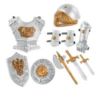 Disfraz de caballero Armadura de caballero medieval simulada para niños Incluye casco, escudo, espadas 10 piezas/juego de hachas y más Disfraces para niños para juegos de rol, cosplay, juegos de .