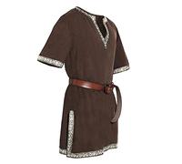 Disfraz de caballero medieval medieval renacentista de mercenario escocés, cuello en V, con cinturón, guerrero, Halloween, vikingo, camisa, cosplay, ropa de calle