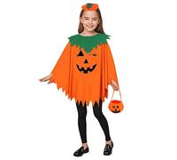 Disfraz de calabaza de Halloween para niñas, capa de calabaza que brilla en la oscuridad, capa para niños, disfraz de Halloween, cosplay (naranja, 1-16 años)