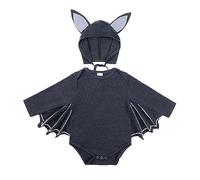 Disfraz de calabaza para bebé, disfraz de calabaza unisex para niños y niñas, mameluco con manga de murciélago para bebés, calabaza impresa, traje de murciélago mi primer Halloween espeluznante