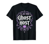Disfraz de Calavera embrujada Oscura con Texto en inglés I'Ll Be Your Ghost Host Camiseta