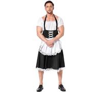 Disfraz de camarero medieval 2 Total War para hombre, 3 piezas, vestido divertido de rendimiento K-on, disfraz de cosplay, uniforme escolar, disfraz de sirvienta, falda japonesa A (blanco, XXL)