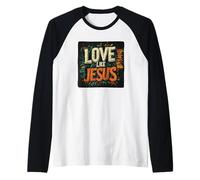 Disfraz de caminar en fe y amor como Jesús para hombre y mujer Camiseta Manga Raglan