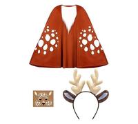 Disfraz de capa de reno para mujer: domina tu look de cosplay festivo, poncho de marrón de lujo con ribete de piel sintética, tela cálida de alta densidad de 330 g/m² + juego de orejas de asta,