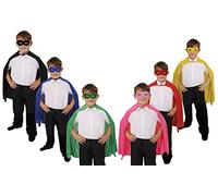 Disfraz de capa y máscara amarilla para niñas y niños, disfraz de superhéroe o villano, accesorios de disfraz para niños, tamaño: talla única, color: amarillo