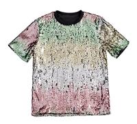 Disfraz de carnaval 2026 camiseta de manga corta brillante para carnaval, fiestas - ideal para festivales, conciertos, vida nocturna., Pk1, XL