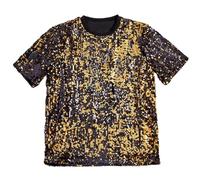 Disfraz de carnaval 2026 camiseta de manga corta brillante para carnaval, fiestas - ideal para festivales, conciertos, vida nocturna., dorado, L