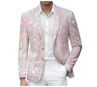 Disfraz de carnaval 2026 chaqueta con lentejuelas con lentejuelas, ropa formal de noche, abrigo de esmoquin bordado brillante para cenas de boda, eventos de negocios, ropa exterior de moda, beige, XXL