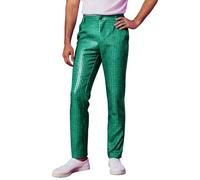 Disfraz de carnaval 2026 pantalones casuales con lentejuelas doradas estilo hip-hop para la vida nocturna, ajuste cómodo para el día a día y fiestas, verde, S