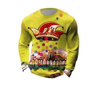 Disfraz de carnaval 2026, sudadera de punto con mangas largas, cuello redondo, camiseta suave y cálida para el tiempo libre para mayor comodidad, relajación en la vida cotidiana, amarillo, M