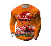 Disfraz de carnaval 2026, sudadera de punto con mangas largas, cuello redondo, camiseta suave y cálida para el tiempo libre para mayor comodidad, relajación en la vida cotidiana, naranja, 4XL