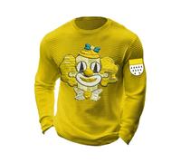 Disfraz de carnaval 2026, sudadera de punto con mangas largas, cuello redondo, camiseta suave y cálida para el tiempo libre para mayor comodidad, relajación en la vida cotidiana, amarillo, L