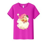 Disfraz de carnaval para mujer, camiseta con estampado de Papá Noel, cuello redondo y manga corta, suéter de ángel de sangre, Rosa intenso., M
