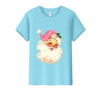 Disfraz de carnaval para mujer, camiseta con estampado de Papá Noel, cuello redondo y manga corta, suéter de ángel de sangre, azul claro, S