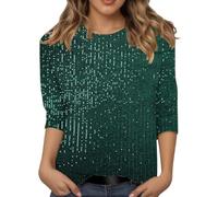 Disfraz de carnaval para mujer, cuello redondo, túnica con lentejuelas divertidas, manga tres cuartos, blusa para celebraciones, para adultos, ropa clásica para festivales rave, verde, L