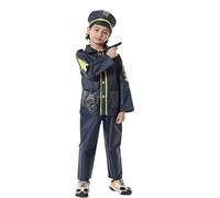 Disfraz de carnaval para niños, policía, disfraz oficial para fiesta infantil (Dark Blue, S)