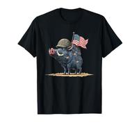Disfraz de Cerdo con Casco Militar para los Amantes de los Cerdos Salvajes Camiseta