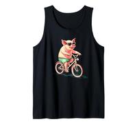 Disfraz de cerdo tonto pedaleando por la vida con una sonrisa Camiseta sin Mangas