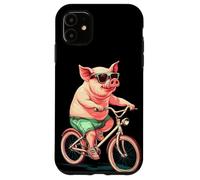 Disfraz de cerdo tonto pedaleando por la vida con una sonrisa Carcasa para iPhone 11