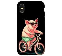 Disfraz de cerdo tonto pedaleando por la vida con una sonrisa Carcasa para iPhone X/XS