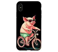 Disfraz de cerdo tonto pedaleando por la vida con una sonrisa Carcasa para iPhone XS Max