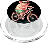 Disfraz de cerdo tonto pedaleando por la vida con una sonrisa PopSockets PopGrip para MagSafe