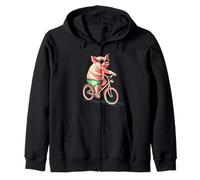 Disfraz de cerdo tonto pedaleando por la vida con una sonrisa Sudadera con Capucha