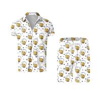 Disfraz de cerveza para hombre, Oktoberfest, disfraz de carnaval, ropa de verano, traje de playa ligero, 2 piezas, camisetas de manga corta y pantalones cortos Y2k, ropa de calle al aire libre, O