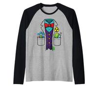 Disfraz de científico Loco de química para Halloween Camiseta Manga Raglan
