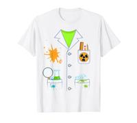 Disfraz de científico Loco o químico Blanco para Halloween Camiseta gráfica económica, Hombre, Blanco, S