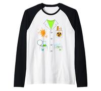 Disfraz de científico Loco o químico Blanco para Halloween Camiseta Manga Raglan