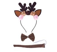 Disfraz de ciervo para niños, disfraz de cuernos de reno, diadema, cola, corbatín, falda tutú, accesorio de fiesta de Halloween, disfraz de ciervo de Navidad, falda tutú, traje de carnaval de máscaras
