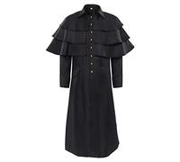 Disfraz de clérigo para hombre, abrigo gótico para hombre, color negro, con frac de obispo medieval con botones, corte victoriano, falda retro para Halloween, uniforme