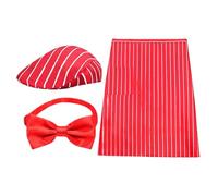 Disfraz de comerciante de palomitas, ropa de carnaval para años 1950 ajustable a rayas rojas y blancas | Disfraz Cosplay con sombrero y lazos de mariposas rojas, para fiestas de cumpleaños Spect