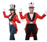 Disfraz de conejo blanco de Wonderland para hombre - disfraz de conejo blanco con lentejuelas rojas + gorro blanco + lazo rojo + nariz de conejo (X-Grande)
