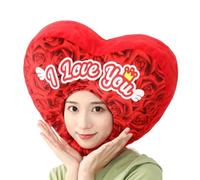 Disfraz de corazón rojo - Tocado de corazón rojo, Te quiero tocado para San | Sombrero de exhibición de fantasía, disfraz con forma de corazón para fiestas de cosplay, accesorios