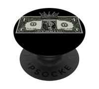 Disfraz de Corona de Billetes de dólar Genial para los Amantes de Cash is King PopSockets PopGrip Adhesivo