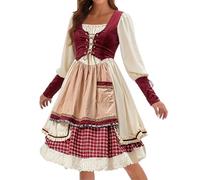 Disfraz de corte medieval 2026 para espectáculos de escenario con diseño bávaro, elegante encaje, cierre de tres botonaduras, ideal para noches de bar al aire libre, se puede usar durante todo el año