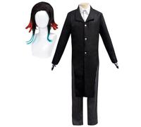 Disfraz De Cosplay De Anime Para Hombre Para Uniforme Enmu Conjunto Completo Con Peluca Chaqueta Pantalones Camisa Fiesta De Halloween (Negro,XXL)