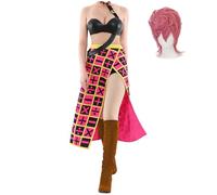 Disfraz De Cosplay De Anime Para Mujer Para Trish Una Vestido Uniforme Traje Con Peluca Traje De Carnaval De Halloween (Rosa,3XL)