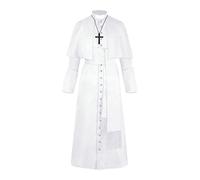 Disfraz de cosplay de Helloween 2025 para Halloween, sacerdote medieval, retro, para hombre, chaqueta ligera grande y alta, blanco, 3XL