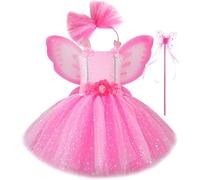 Disfraz De Cosplay - Disfraces Carnaval Niños Vestido elegante para niñas pequeñas ideal para fiestas cumpleaños concursos y celebraciones Incluye falda tutú sin mangas con lentejuelas (7-8Years)