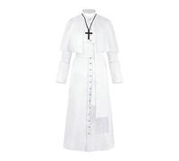 Disfraz de cosplay retro medieval 2025 de color sólido, disfraz de mascarada, cosplay, disfraz de conejo, cosplay de una pieza, Blanco, 3XL